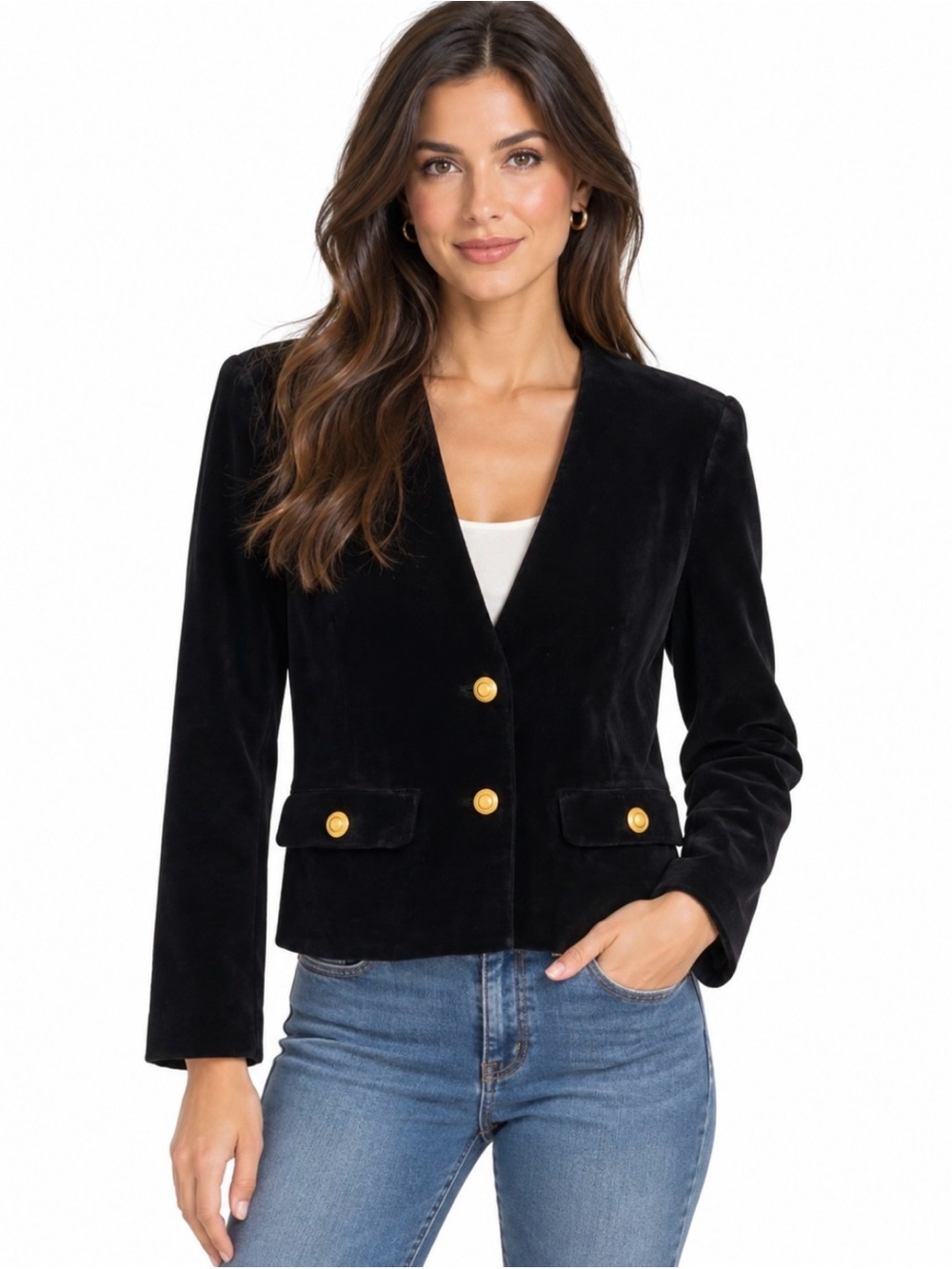 Lord & Taylor Vintage 100% Silky Pig Suede Two-Button Blazer Jacket Black Sz 4